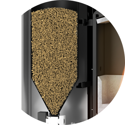 Pellet feed by vacuum suction system
