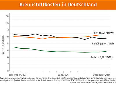 Nachfrage steigt Pelletpreis im Dezember deutlich unter Vorjahresniveau